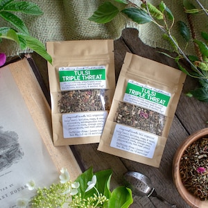 Tulsi Triple Threat - Organic Loose-Leaf Medicinal Herbal Tea (an uplifting, adaptogen-rich blend for stress, anxiety, & mental fog)
