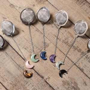 Mini Crescent Moon Gemstone Tea Ball Infuser image 1