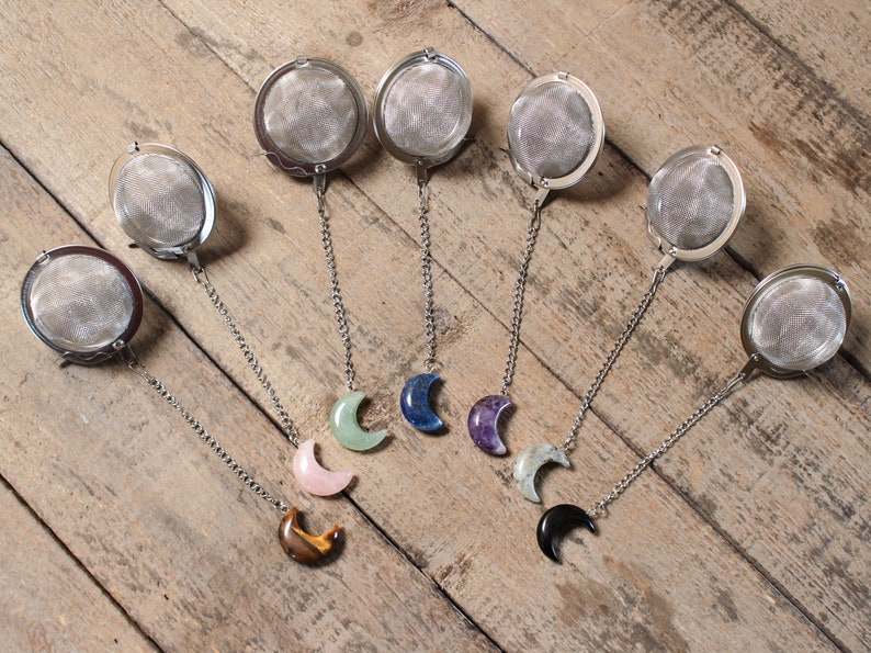 Mini Crescent Moon Gemstone Tea Ball Infuser image 1