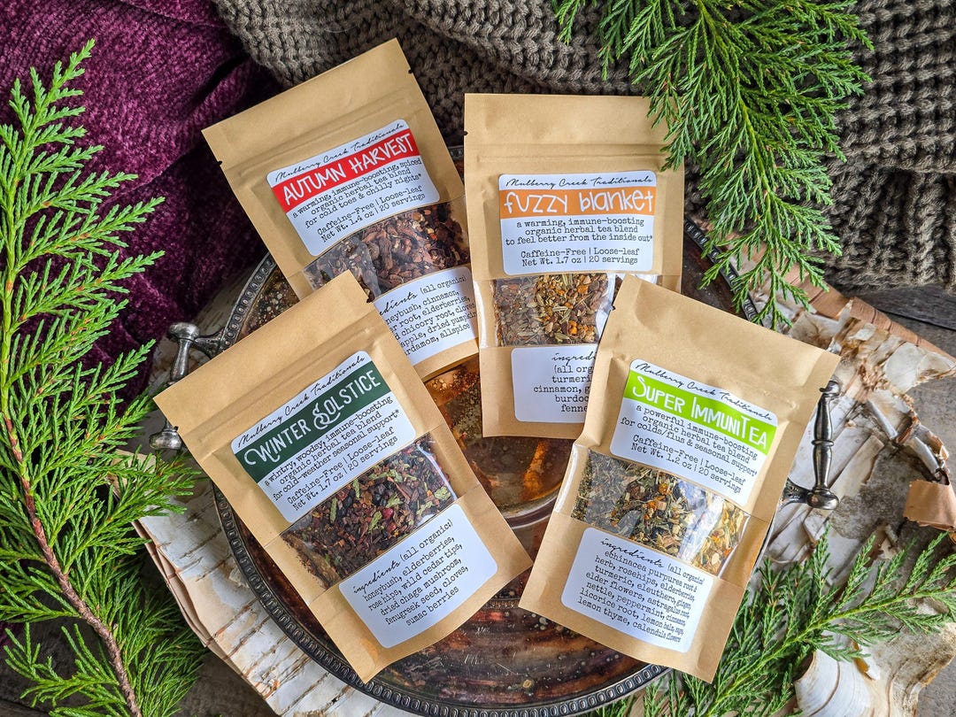 Cold Season Tea Collection - 4 Organic Loose-leaf Herbal Teas for ...