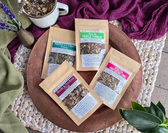 Adaptogen Tea Collection - 4 Organic Loose-leaf Medicinal Herbal Teas to boost energy and ease away the stress of the day