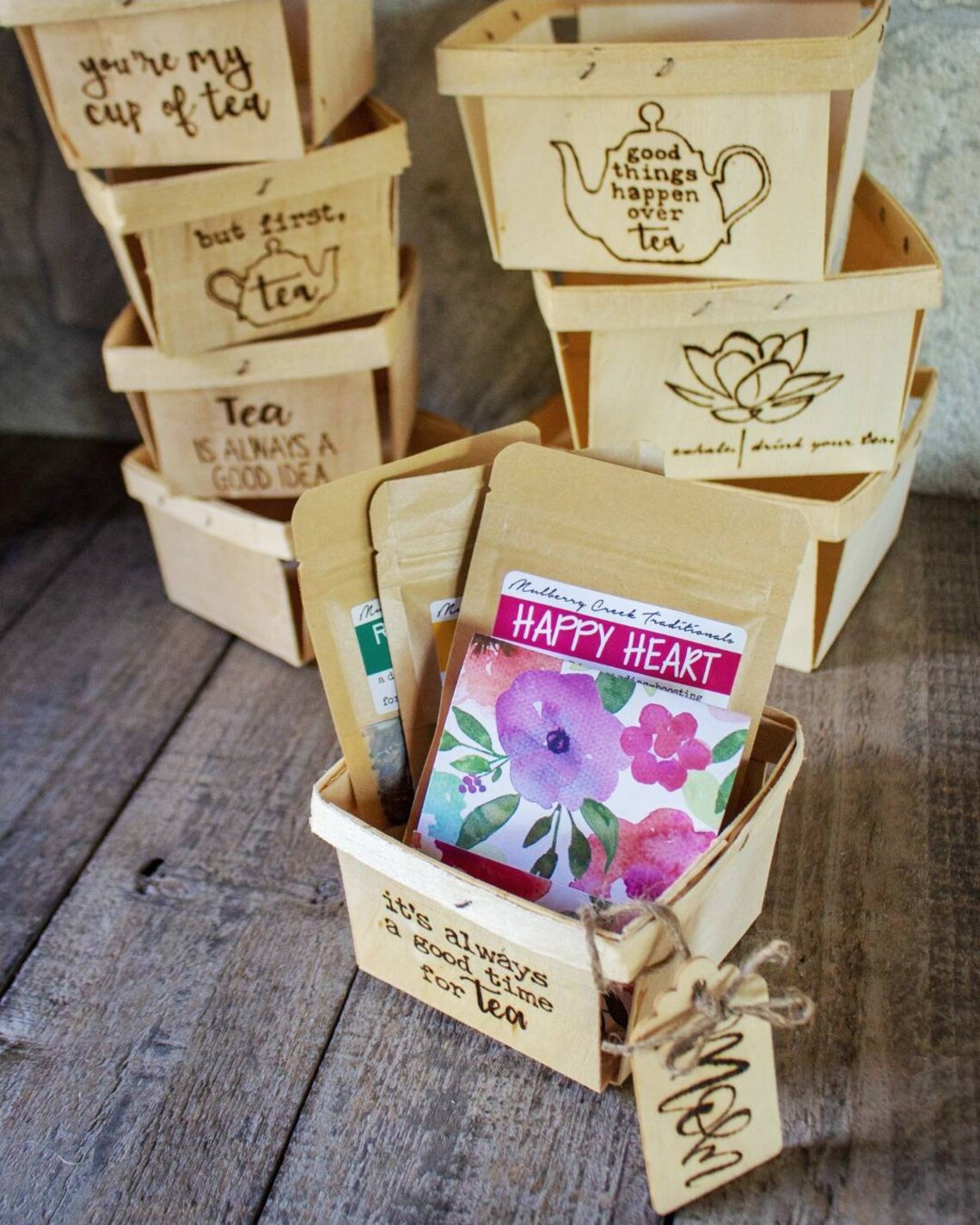 CUSTOM Wood Berry Basket GIFT SET With Organic Looseleaf Etsy