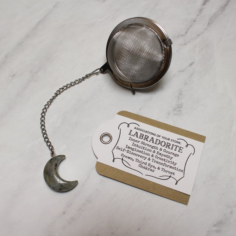 Mini Crescent Moon Gemstone Tea Ball Infuser image 6