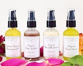 Gift Collection Face Cleansing Oil, Rose Water, Aloe Vera Silk Night Facial Serum, Organic Anti-Aging Gift, Natural