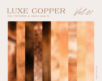 10 Luxe Copper digitala texturer, kopparfolie, design, metalliskt, digitalt papper, guld, texturer, bakgrund