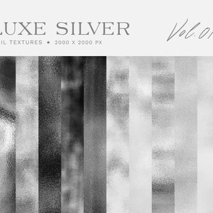 May include: A set of 10 silver foil textures, each with a unique pattern. The textures are 2000 x 2000 pixels and are perfect for adding a touch of luxury to your designs.