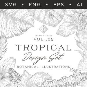 Tropical Illustration Design Set Vol.02 - 21 SVG, PNG, Ai, EPS Files for Branding & Web Design