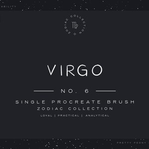 Virgo Zodiac Procreate Brush, pennello singolo, pennello procreato strutturato, pennello per calligrafia, scritte a mano, pennello per acquerello, pennelli per iPad