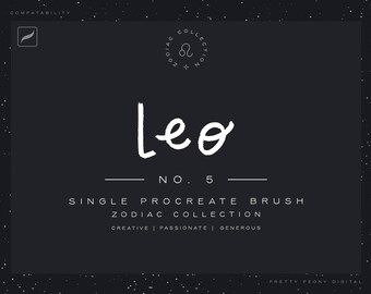 Leo Zodiac Procreate Brush, enkel pensel, texturerad Procreate-pensel, kalligrafipensel, handbokstäver, iPad-målning, iPad-penslar