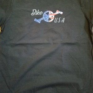 Women&#39;s Black Short Sleeve Bike USA T-Shirt Medium