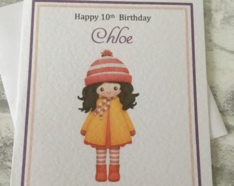 Personalised Girls Birthday Card age and name