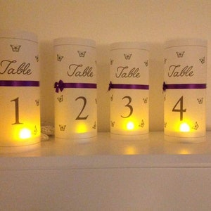 Luminaries Wedding Table Numbers personalised ..make your own design FREE POSTAGE image 1