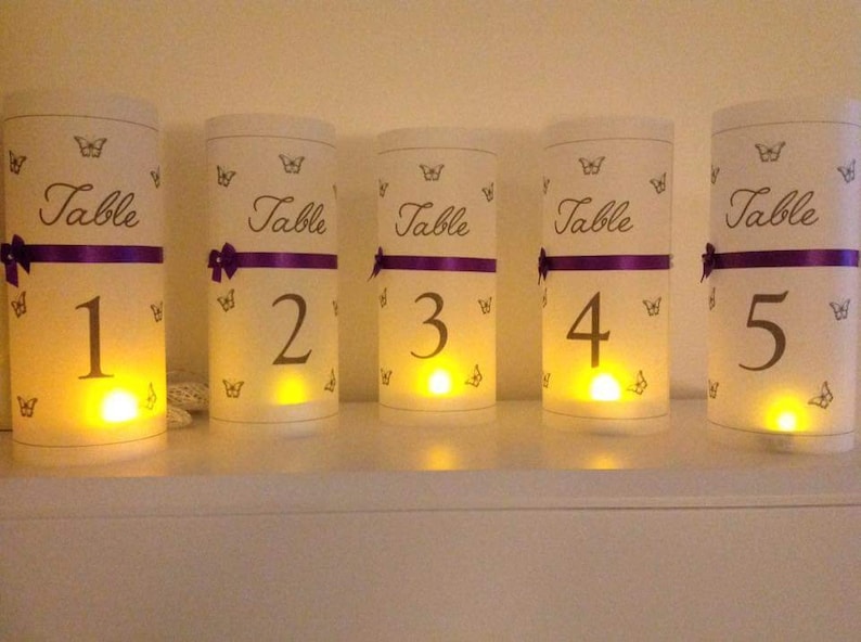 Luminaries Wedding Table Numbers personalised ..make your own design FREE POSTAGE image 1