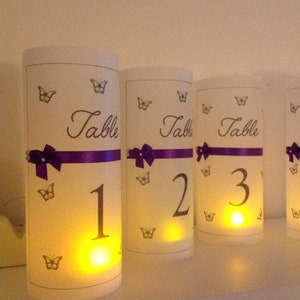 Luminaries Wedding Table Numbers personalised ..make your own design FREE POSTAGE image 2