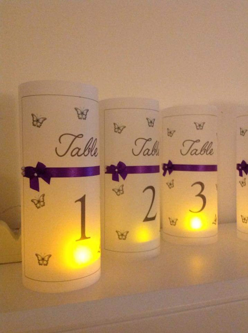 Luminaries Wedding Table Numbers personalised ..make your own design FREE POSTAGE image 2