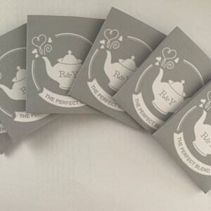 20 x T bag wedding favours with tea bag included fully personalised TEA FAVOURS love is brewing the prefect blend image 2