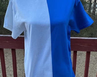 Blank two tone t-shirt, two tone sports t-shirt, split color t-shirt, half and half t-shirt, dual color t-shirt, two color t-shirt