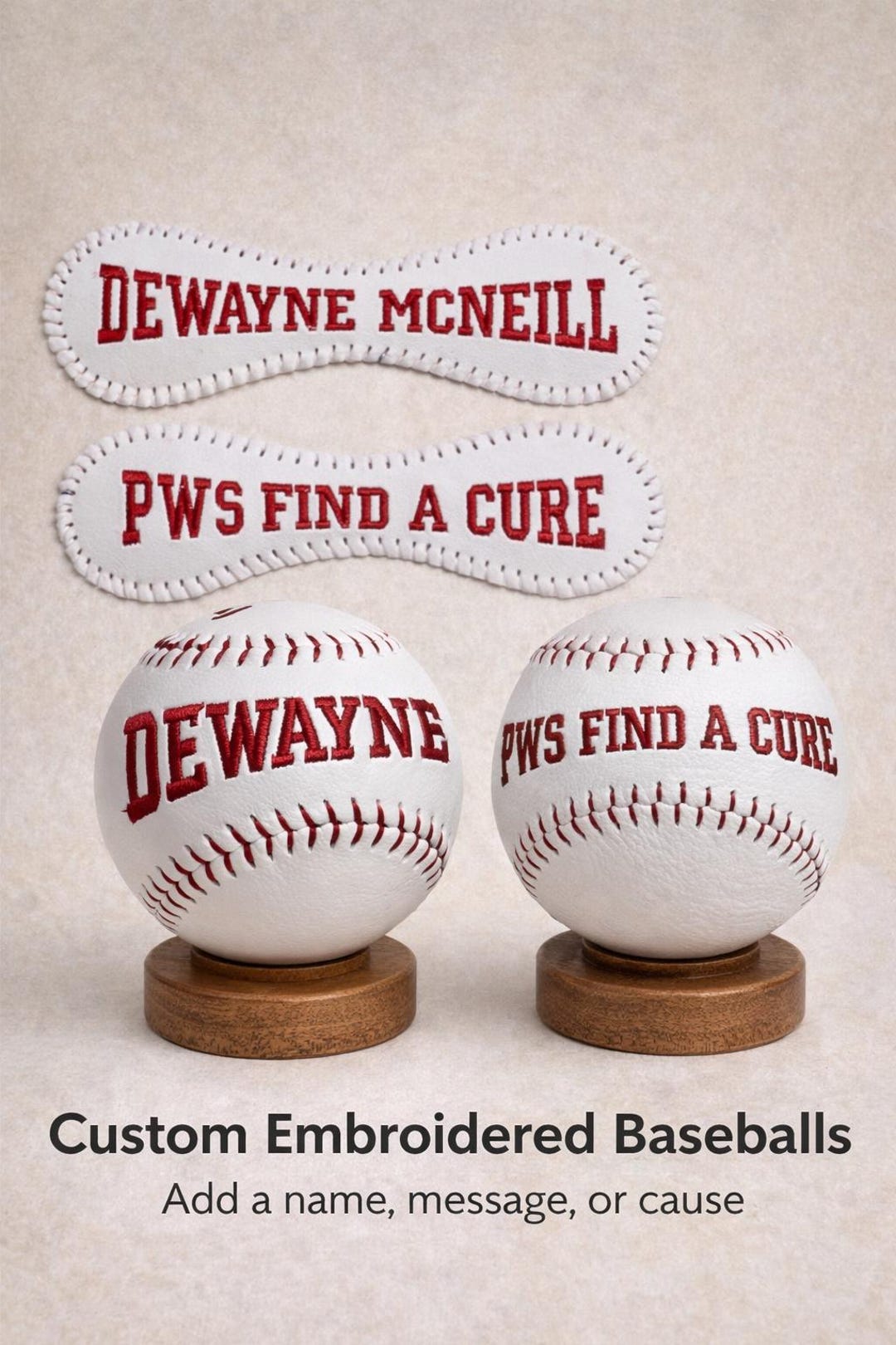 Custom Embroidered Baseball | Personalized Name, Message, Cause ...