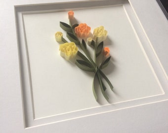 Floral Bouquet, Quilled Paper Flowers, Mother's Day Gift, Floral Art, Paper Flower Bouquet, Wall Art, Custom Art