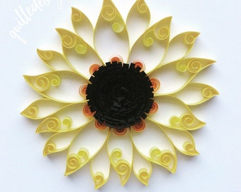 Sunflower, Quilled Paper Flowers, Beach Art, Birthday Gift, Summer Birthday, Custom Art, Wall Art