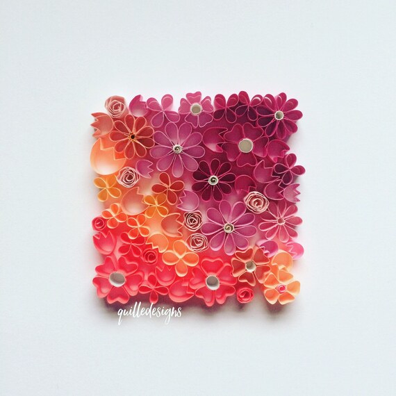 Flower Square Wall Art Paper Flower Framed Art Summer Etsy