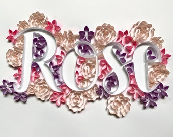 Custom Name Frame, Flower Name, Nursery Art, Custom Name Wall Art, Girls Birthday Art, Bedroom Wall Art, Baby Shower Gift