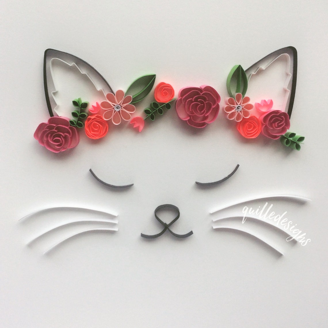 Flower Crown Cat Wall Art Summer Art Summer Birthday - Etsy