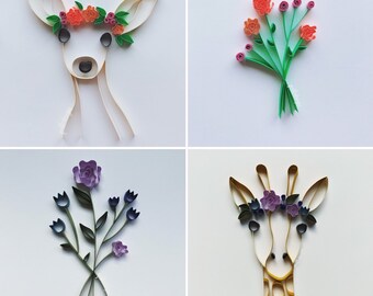 Flower Crown Animal and Bouquet Matching Set.