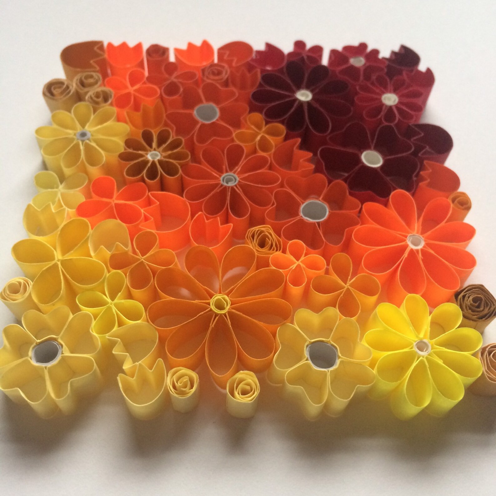 Flower Square Wall Art, Paper Flower Framed Art, Summer Birthday Gift