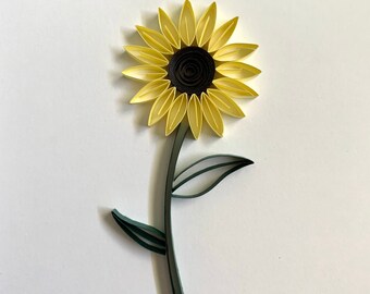 Quilled Sunflower, Yellow Sunflower, Framed Sunflower Art, Autumn Decor, Quilling Wall Art, Fall Birthday