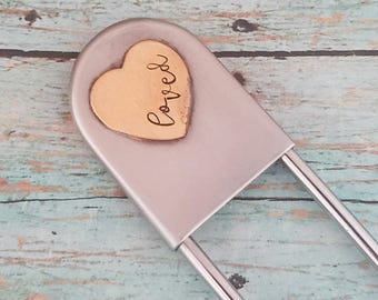 Safety Pin Keychain, Brass 'Loved' Heart, New Driver Gift