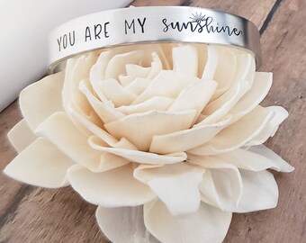 You Are My Sunshine, Cuff Bracelet, Minimalist, Gift for her, Aluminum Cuff