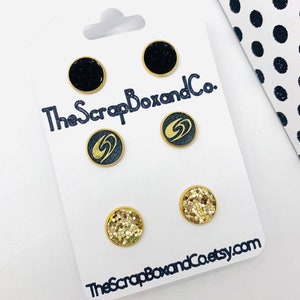 Hurricane Canes Citrus High School Black and Gold Stud Earring Set. Citrus Canes Inspired Earrings.