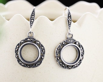 925 Sterling Silver Earring Blank 10×10mm Circle Earring Base Vintage silver Earring Setting (ET019)For Jewelry Making Supplies