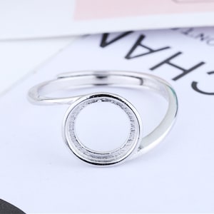 Ring Blank 8×8mm/9×9mm/10×10mm/11×11mm/12×12mm/13×13mm White Gold Plated,Adjustable Ring Base,Cabochon Ring Setting (JT66)