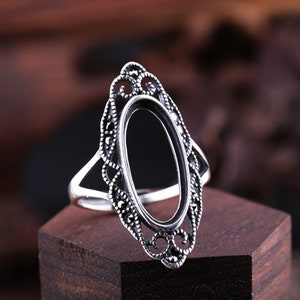 925 Silver Ring Oval Blank 9×19mm Vintage Silver Ring Blank,Ring Base,,Antique Style For Jewelry Making Supplies (JT020)