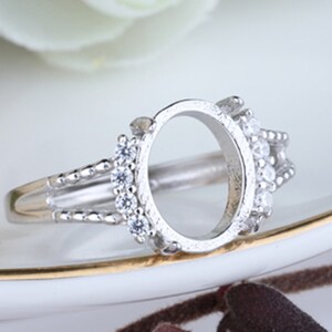 Ring Blank 9×11mm,White Gold Plated,Adjustable Ring Base,Cabochon Ring Setting (JT09)For Jewelry Making Supplies