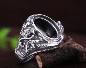 Mens Ring Blank 13×18mm 14×16mm 16×21mm Vintage Silver Oval Ring Base Thai Sterling Silver Ring Setting (JT063)
