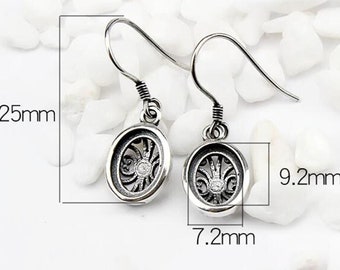 925 Sterling Silver Earring Blank 7×9mm Oval Earring Base Vintage silver Earring Setting (ET13)
