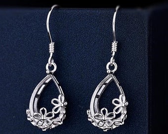 925 Sterling Silver Earring Blank 9×12mm Oval Earring Base White Gold Plated Earring Setting (ET09)For Jewelry Making Supplies