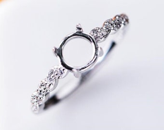Ring Blank 6mm/7mm/8mm/9mm/10mm/11mm/12mm White Gold Plated,Adjustable Ring Setting (JT82)