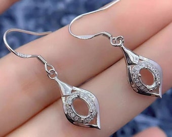 925 Sterling Silver Earring Blank 4×6mm Oval Earring Base White Gold Plated Earring Setting For Jewelry Making Supplies (ET035)