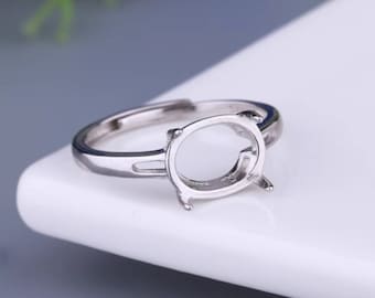 925 Silver Ring Blank 6×8mm  7×9mm 8×10mm White Gold Plated Ring Base Ring Setting  (JT65)