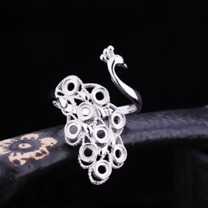 Peacock Ring Blank 33mm White Gold Plated Adjustable Ring Setting Ring Base JT190 image 1