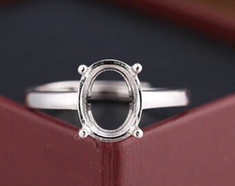 925 Silver Ring Blank 5×7mm 7×9mm 7×10mm 8×10mm 8×11mm White Gold Plated,Oval Blank Ring Base (JT029)