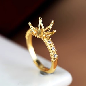 S925 Sterling Silver Pearl Ring Blank Long-Lasting White Gold Plated Gold Plaed Ring Base Ring Setting For Jewelry Making Supplies  (JT138)