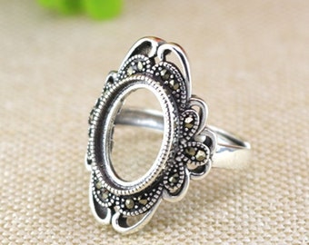 925 Silver Ring Blank (10×14mm) Vintage Silver Ring Blank,Antique Style Ring Base (JT018)