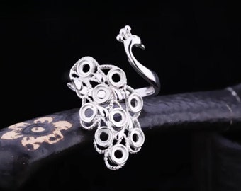 Anillo de pavo real en blanco Base de anillo de ajuste de anillo ajustable chapado en oro blanco de 3 × 3 mm (JT190)