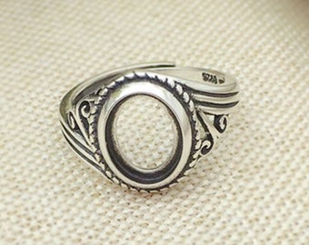 925 Sterling Silver Ring Blank ,Vintage Silver Ring Blank,Ring Base,,Antique Style Cabochon Ring Setting (JT01)For Jewelry Making Supplies