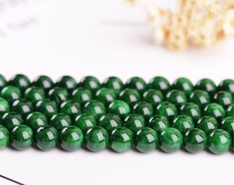 6-12mm Natural Canadian Jade Beads Supplies 6mm 8mm 10mm 12mm Dark Green Smooth Gemstone Loose Beads Full Strand DIY Jewelry Making